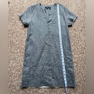 Theory Womens Gray Linen Blend Tunic Henley Dress PS $325